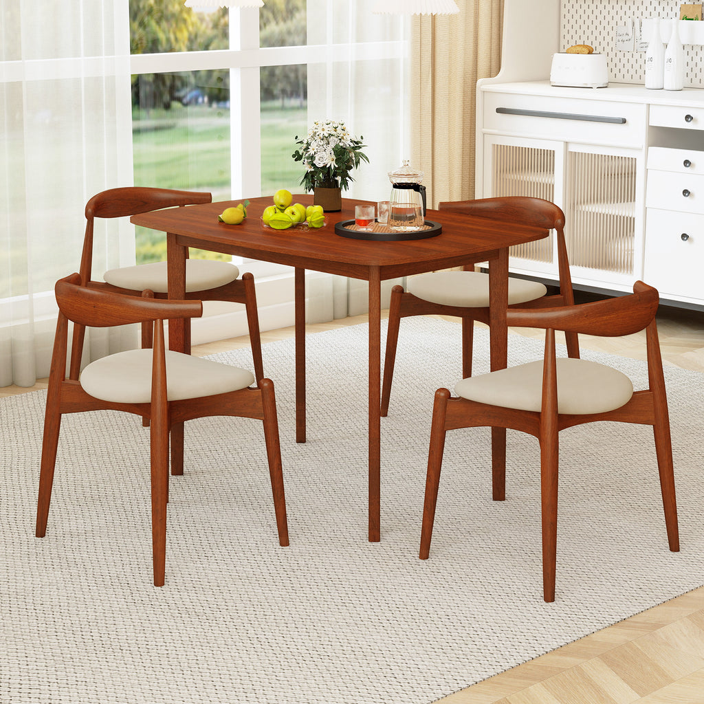 Walnut Dining Table for 2-4 People with Rubber Wood Legs