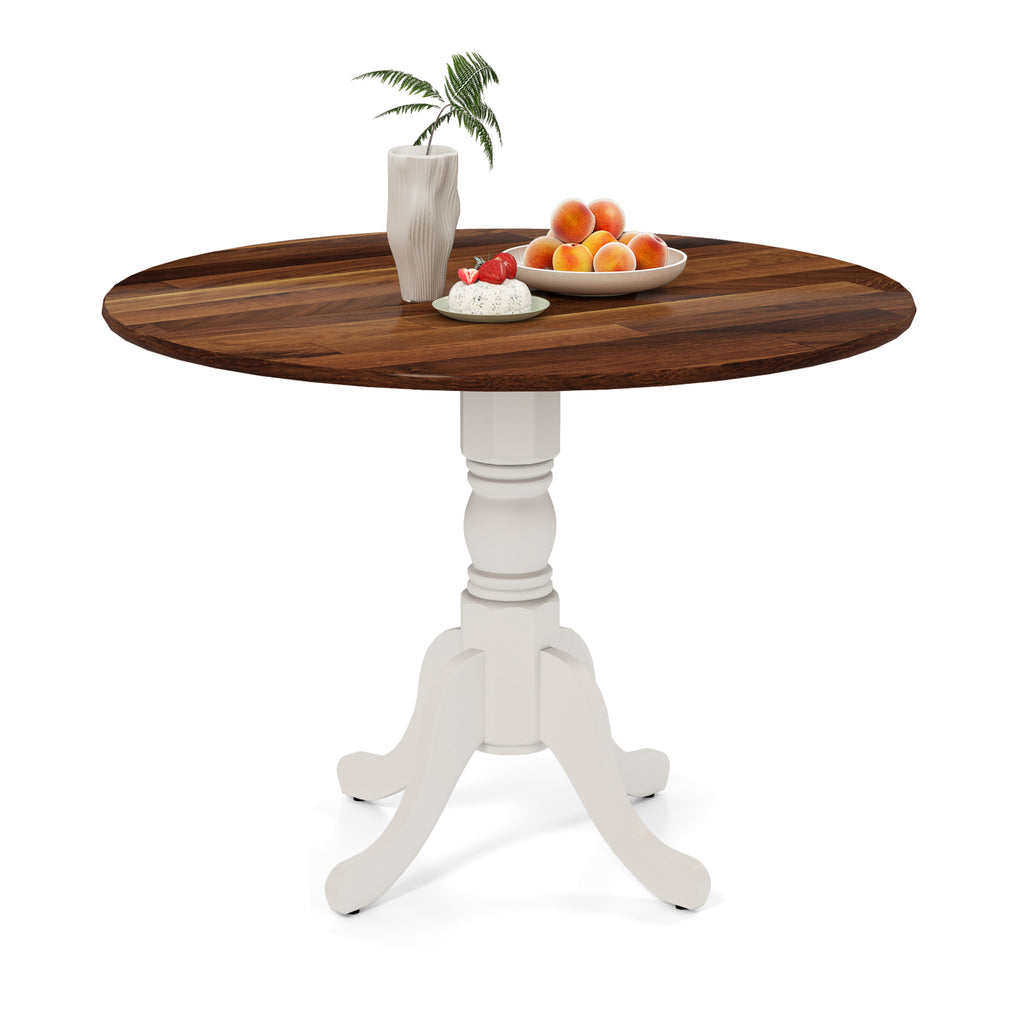 Round Rubber Wood Dining Table with Trestle Legs - Black
