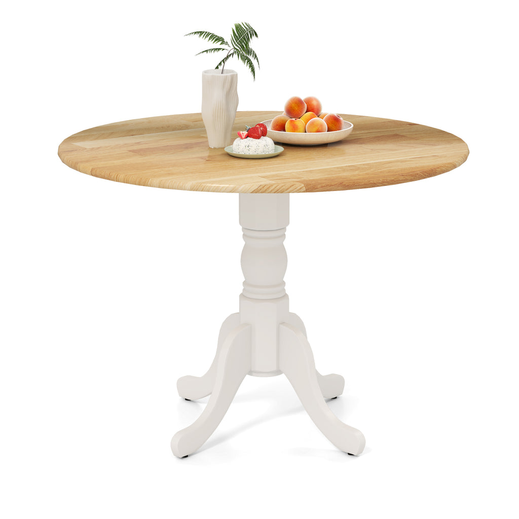 Round Rubber Wood Dining Table with Trestle Legs - Black