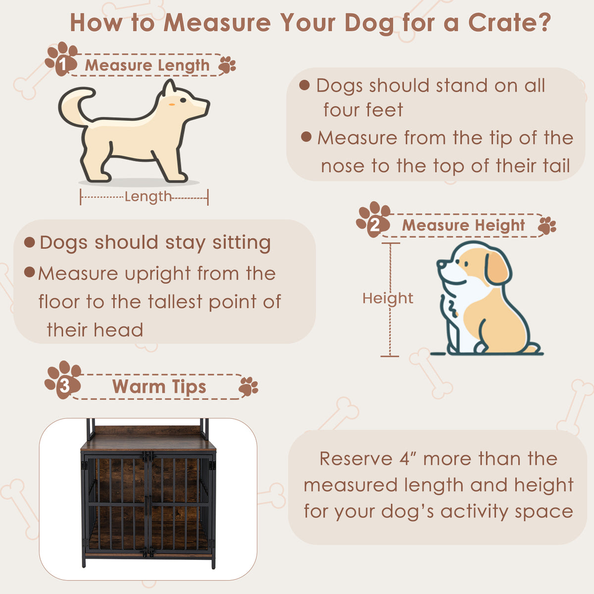 Rustic Brown Wooden Dog Crate Furniture with Storage Shelves & Double Doors