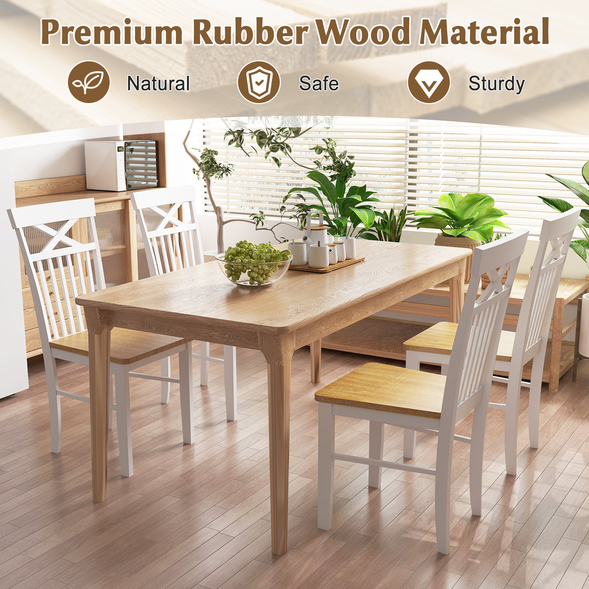 Wooden Dining Chair Set of 2 - Natural