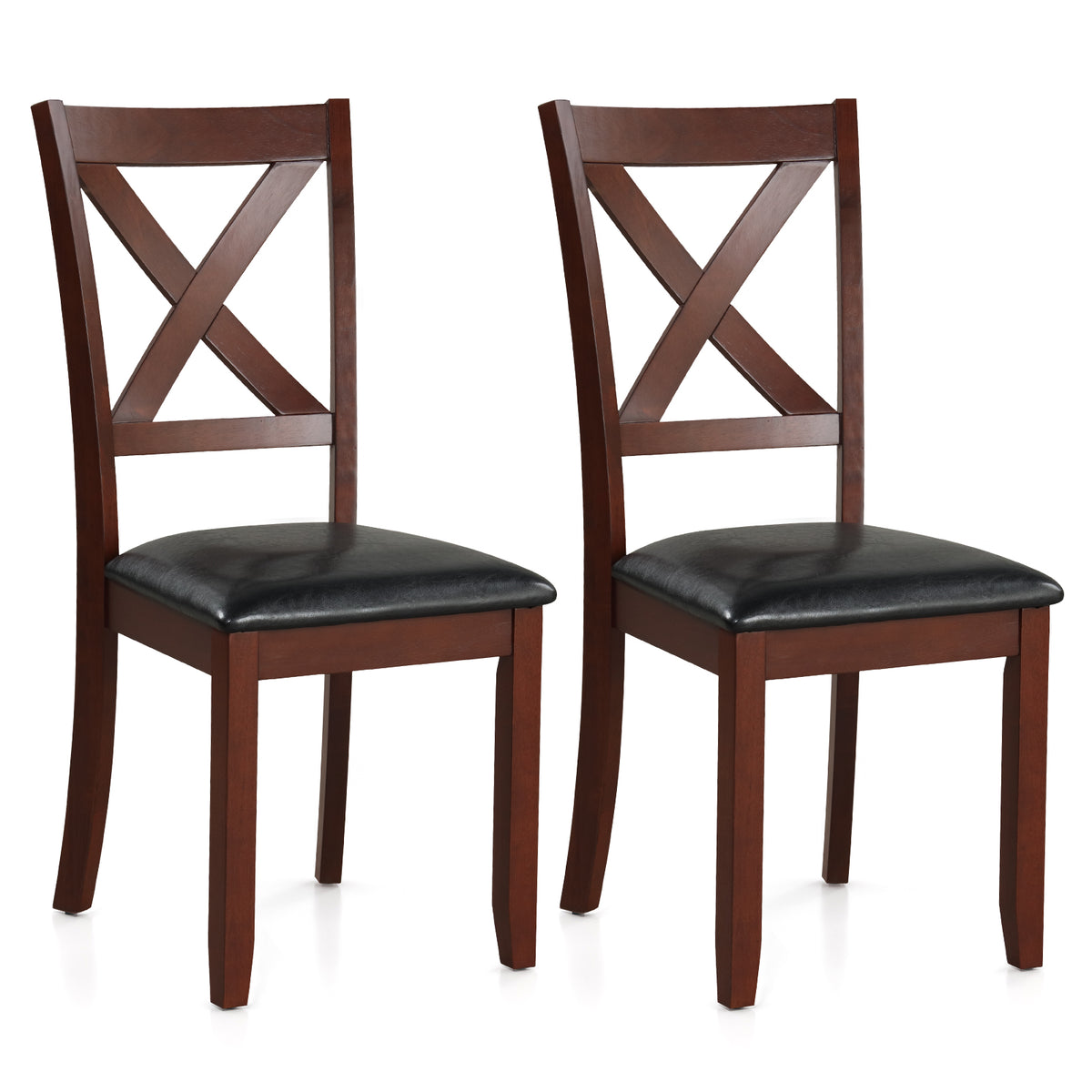 Dining Chairs Set of 2 with Padded Seat, Brown