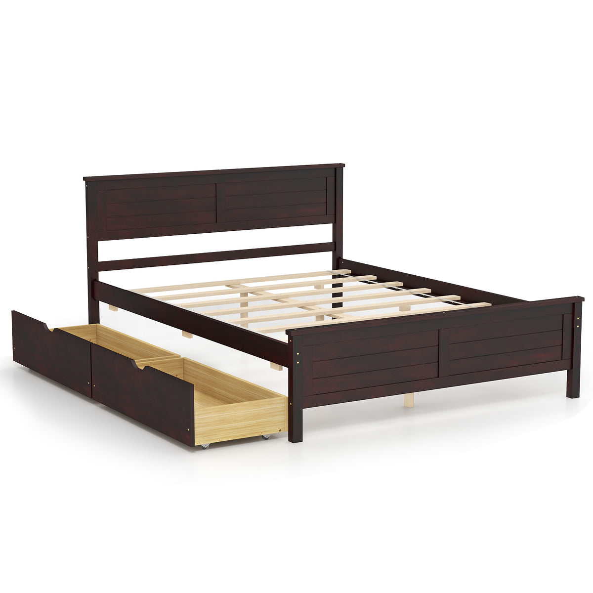 Full Size Bed Frame with Storage Drawers, Espresso