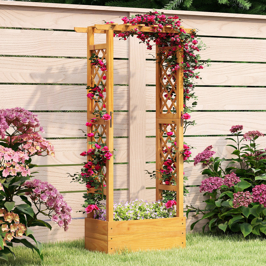 Wooden Raised Garden Bed with Lattice Trellis and Roof - 60 Inch, Orange