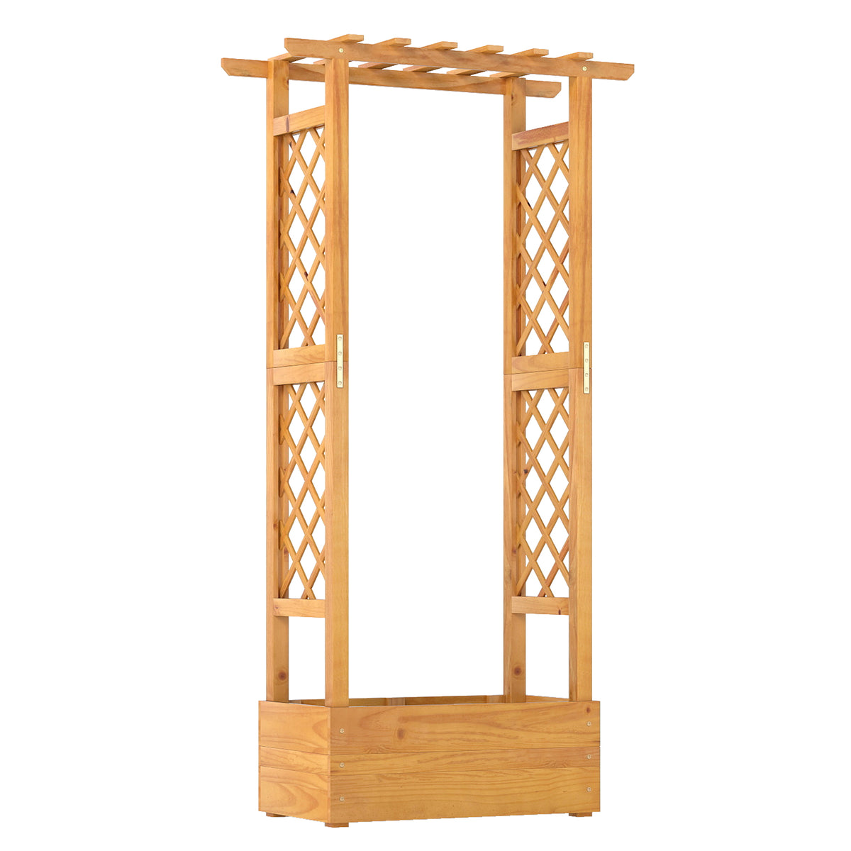 Wooden Raised Garden Bed with Lattice Trellis and Roof - 60 Inch, Orange