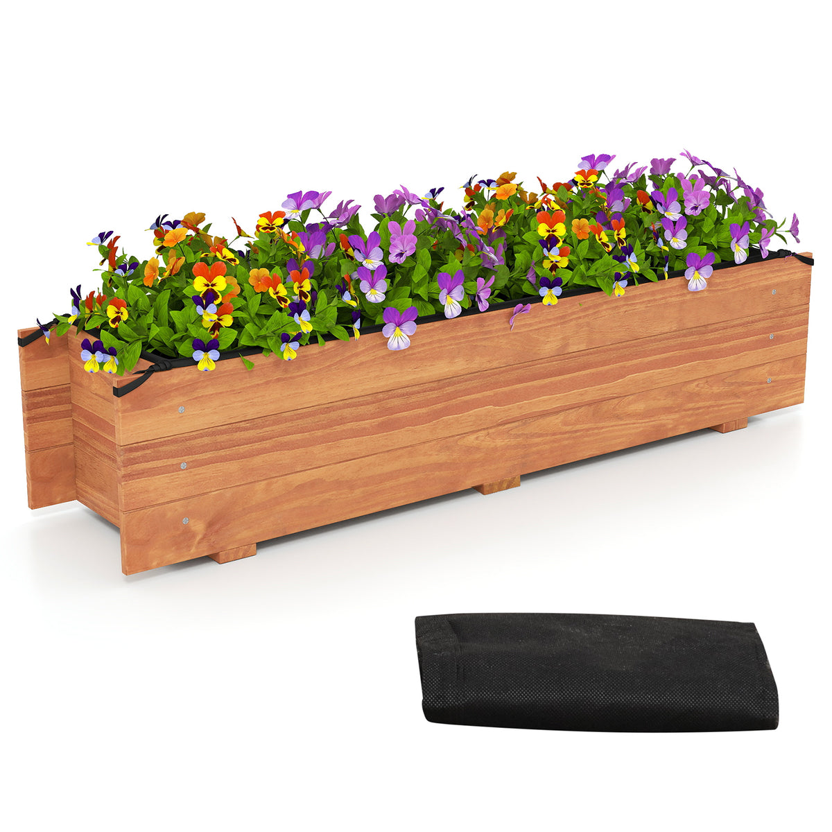 Wooden Raised Garden Bed with Drainage Holes for Vegetable Flower