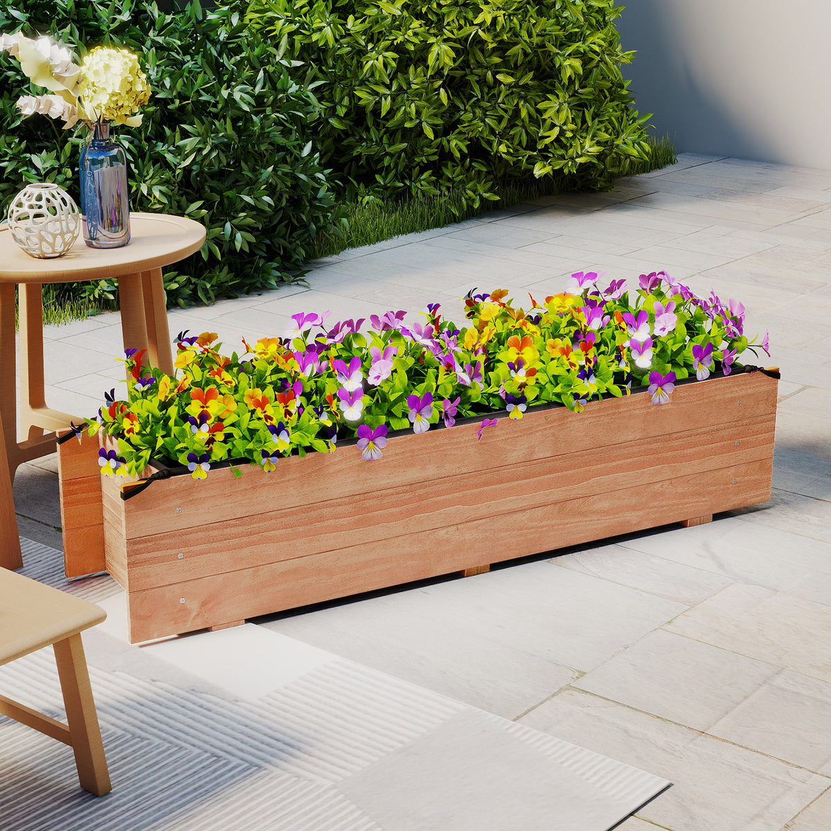 Wooden Raised Garden Bed 44" x 11" x 10" Orange with Drainage