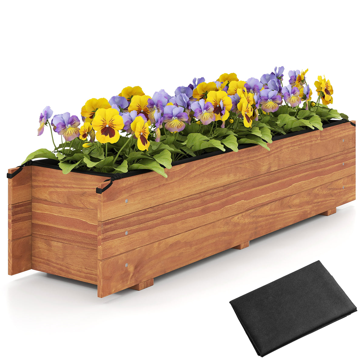 Wooden Raised Garden Bed with Drainage Holes and Liner Elevated