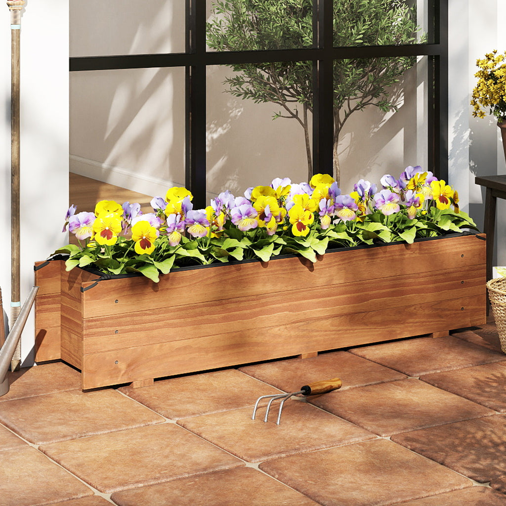 Wooden Raised Garden Bed 44" x 11" x 10" Orange with Drainage