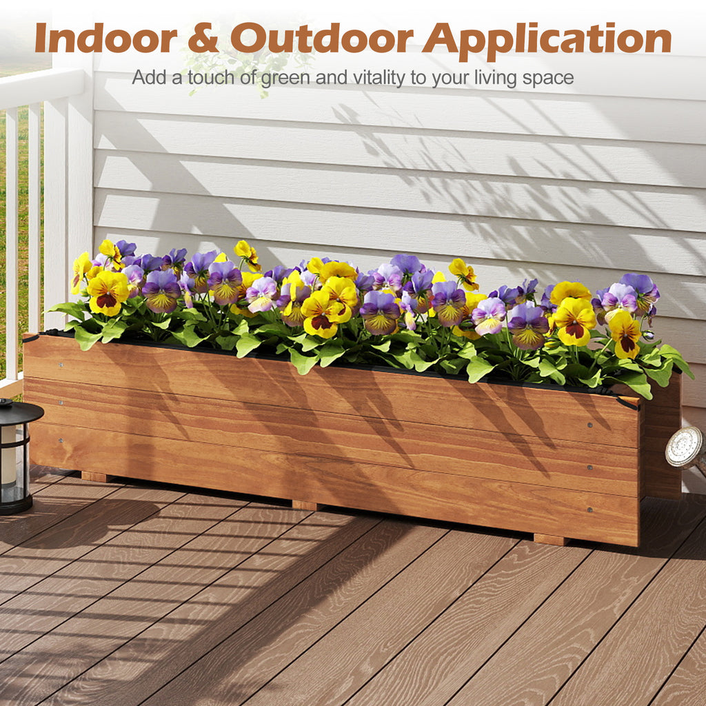 Wooden Raised Garden Bed with Drainage Holes and Liner Elevated