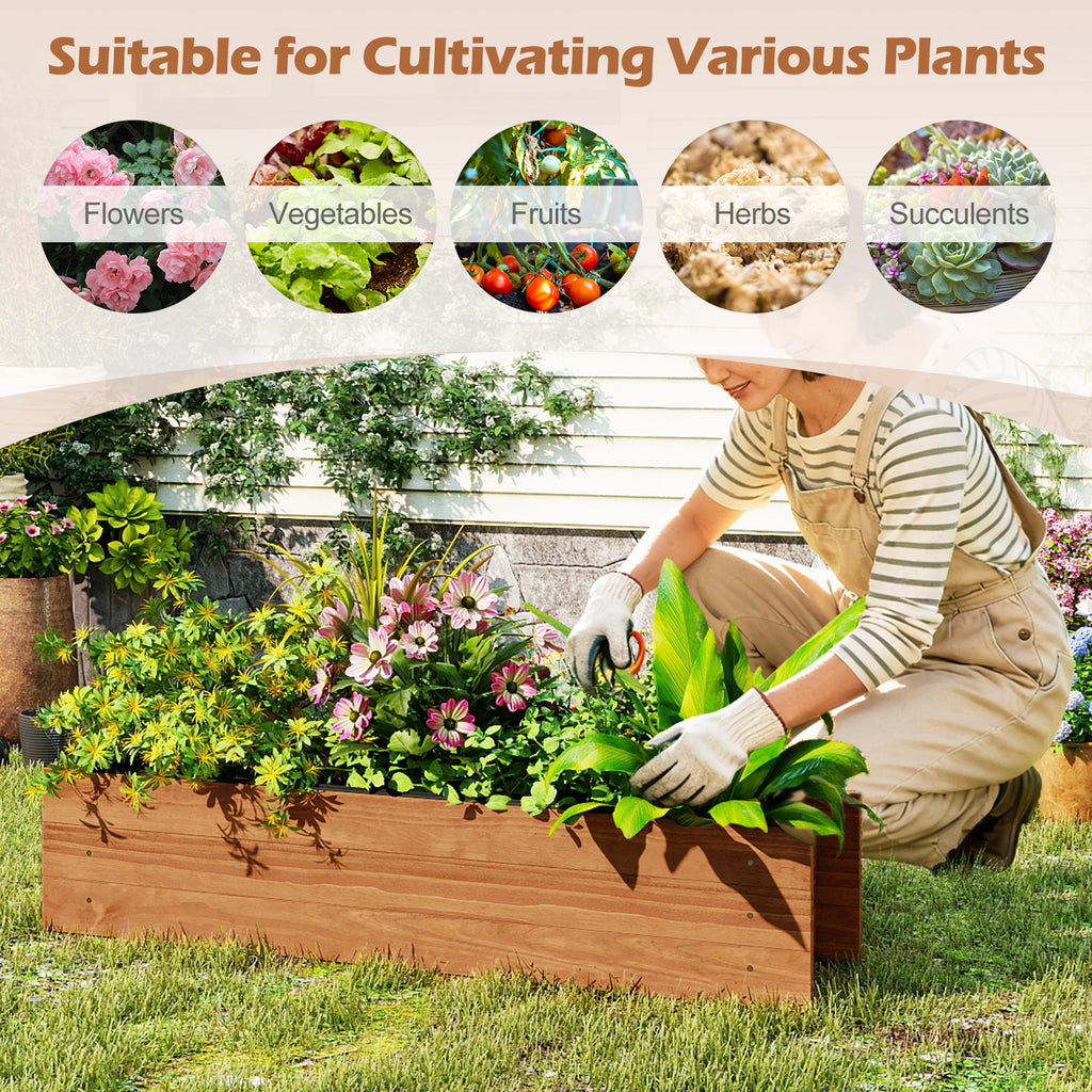 Wooden Raised Garden Bed 44" x 11" x 10" Orange with Drainage