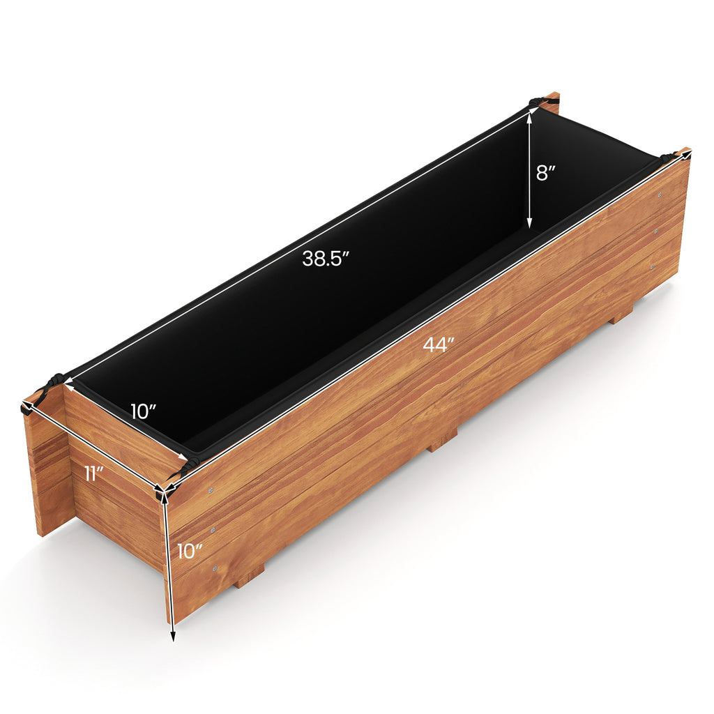 Wooden Raised Garden Bed 44" x 11" x 10" Orange with Drainage