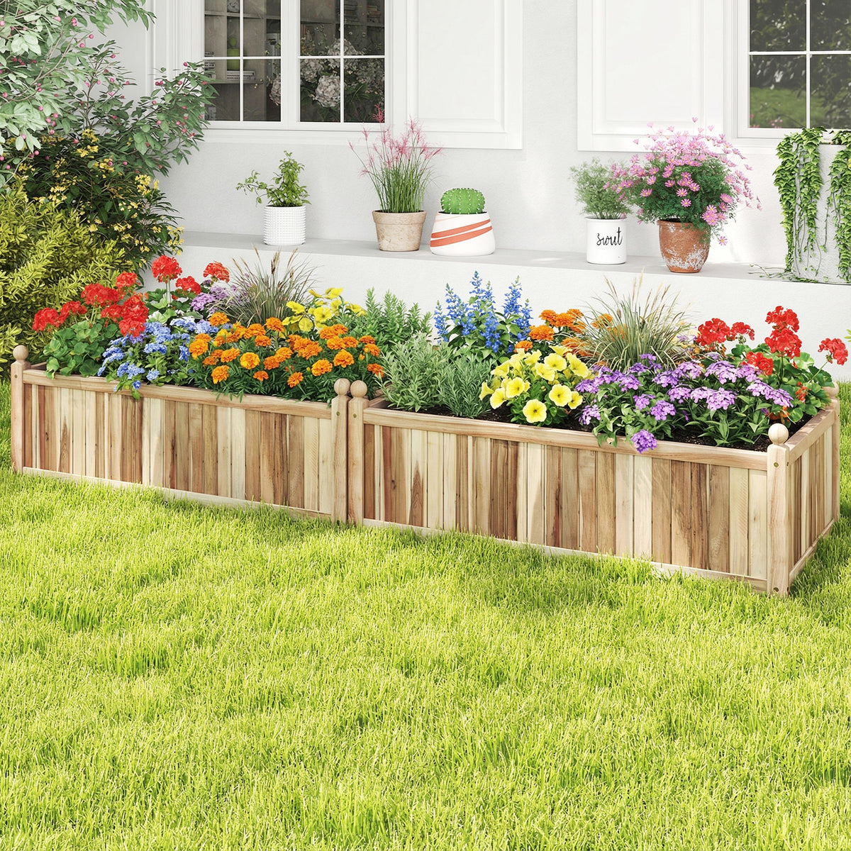Wooden Raised Garden Bed Planter Box 44 x 23 x 16 Inch