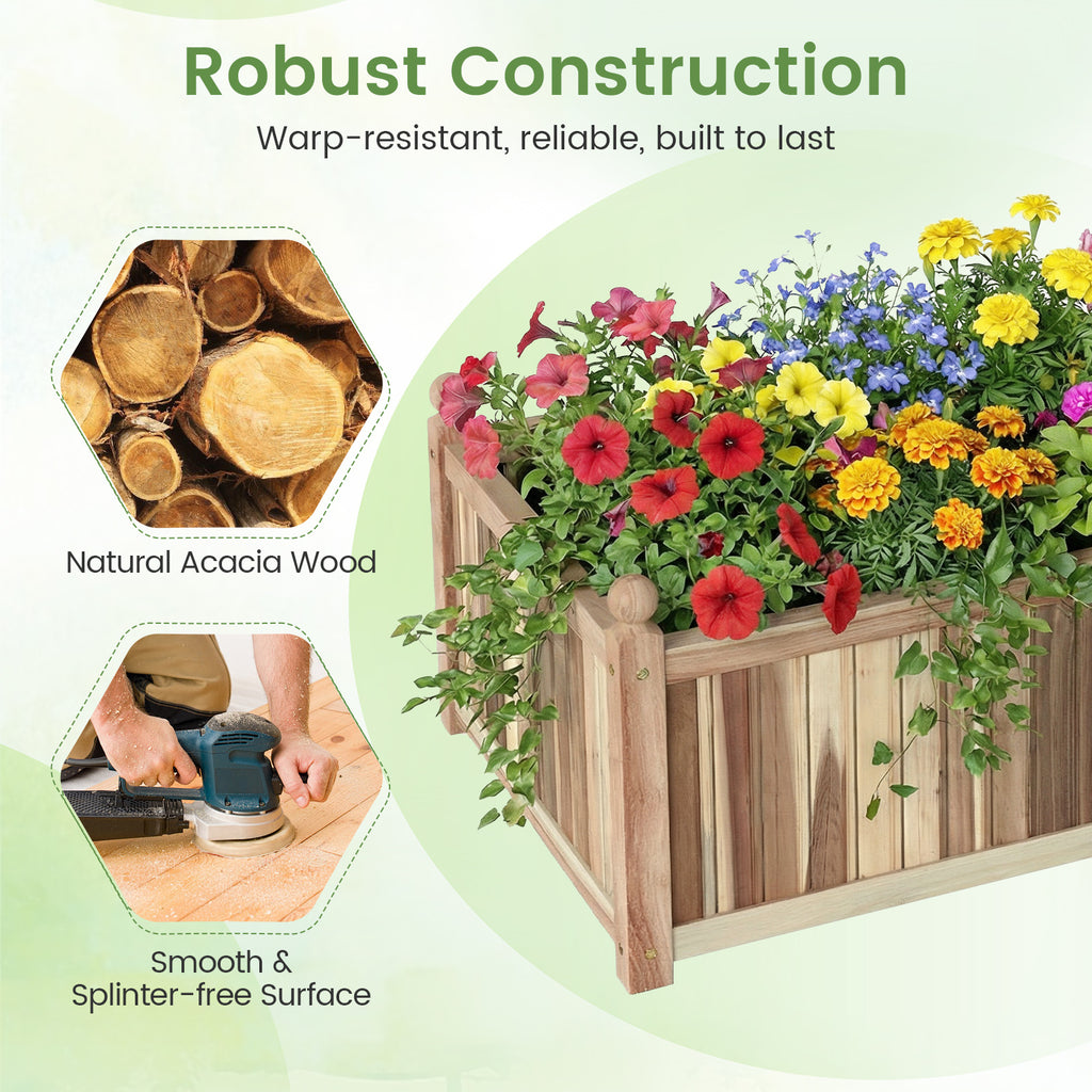 Wooden Raised Garden Bed Planter Box 44 x 23 x 16 Inch
