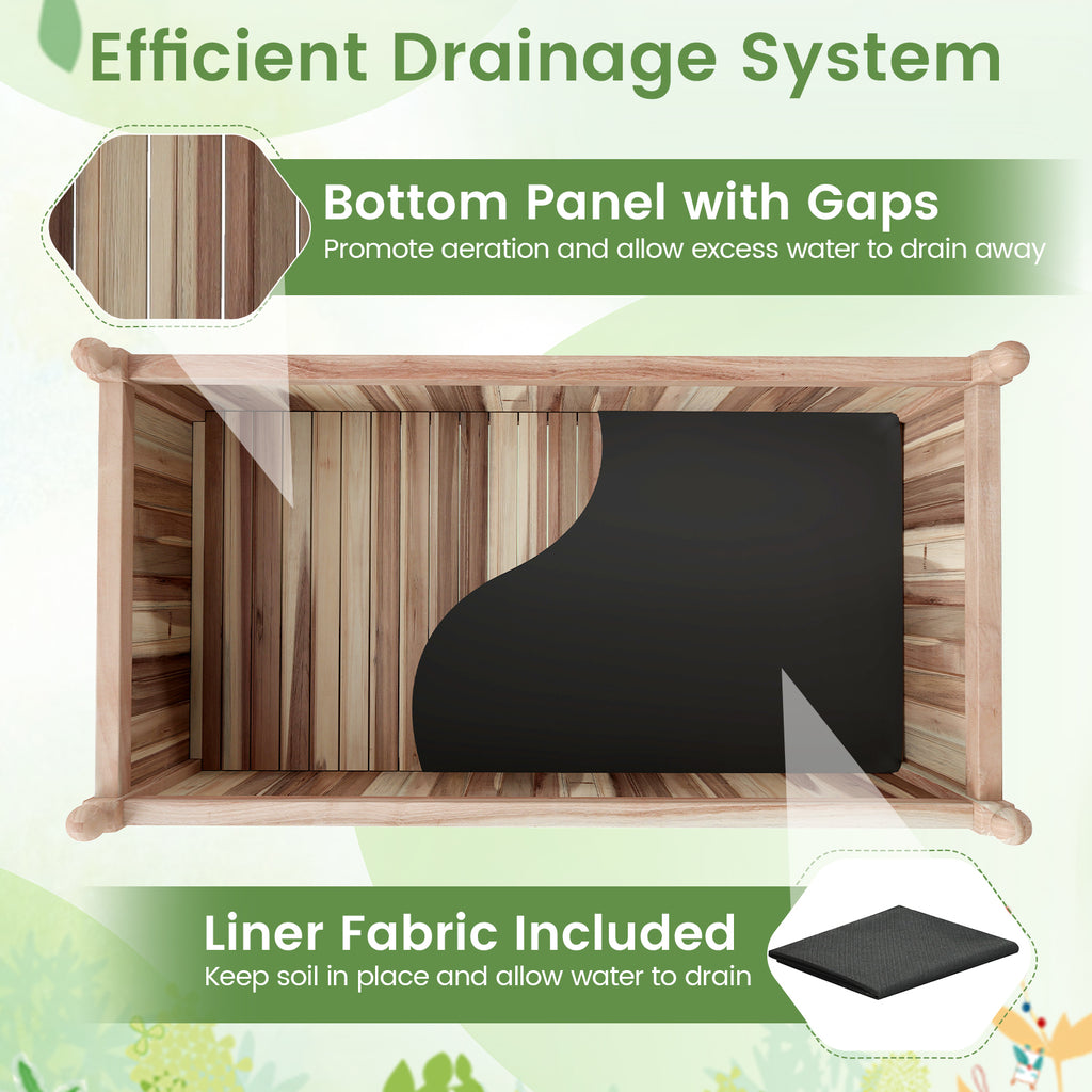 Wooden Raised Garden Bed Planter Box 44 x 23 x 16 Inch