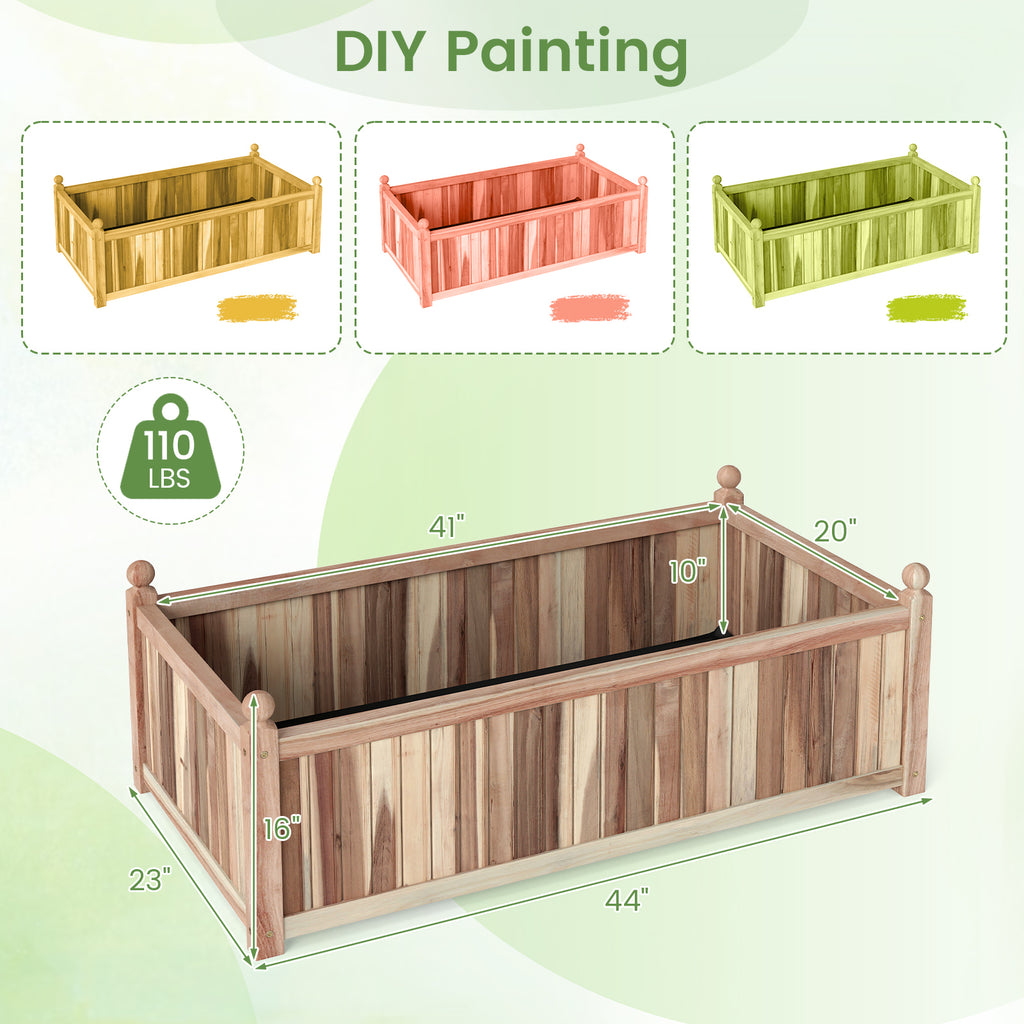 Wooden Raised Garden Bed Planter Box 44 x 23 x 16 Inch