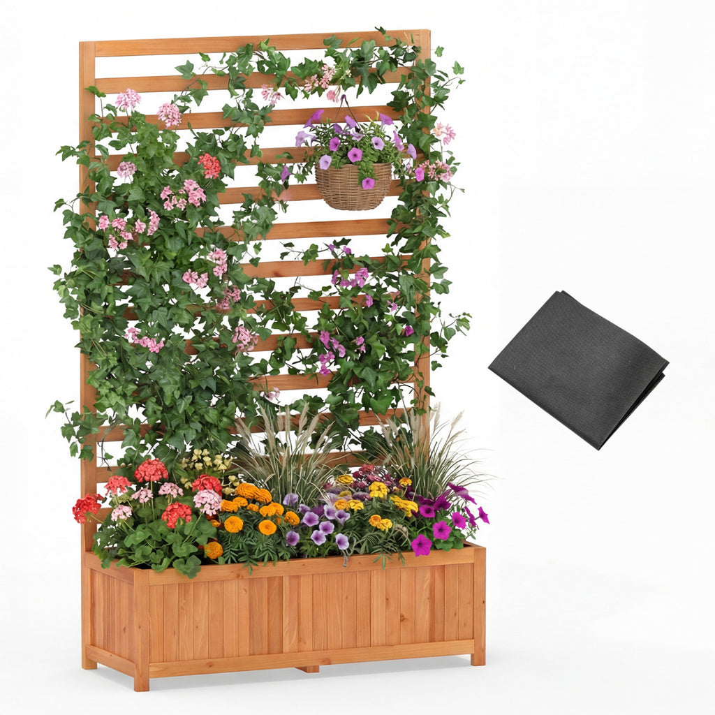 Elevated Garden Planter Box 36x14x59" with Trellis - Orange