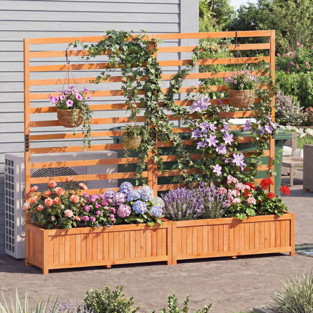 Elevated Garden Planter Box 36x14x59" with Trellis - Orange