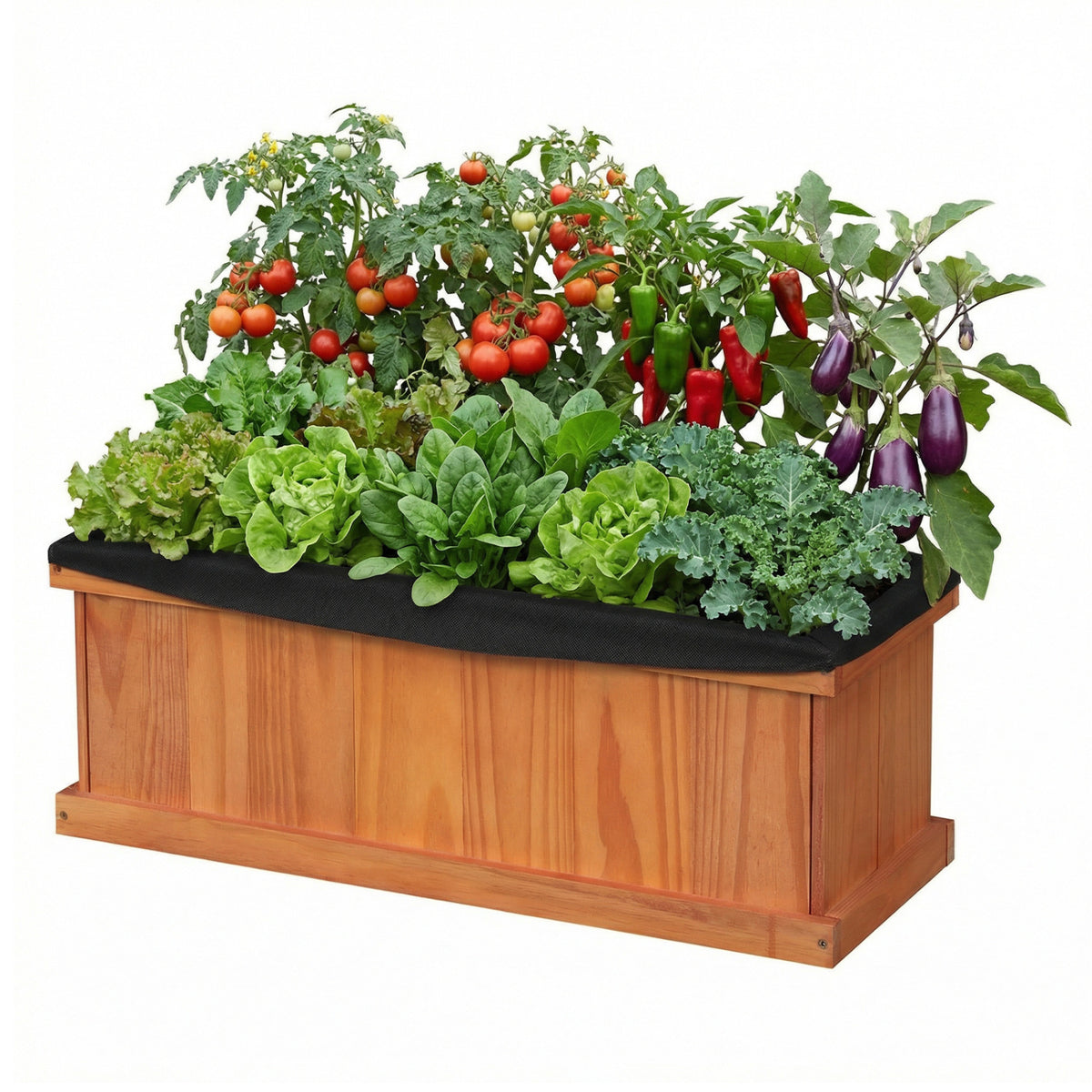 Wooden Raised Garden Bed Planter with Drainage & Liner - M