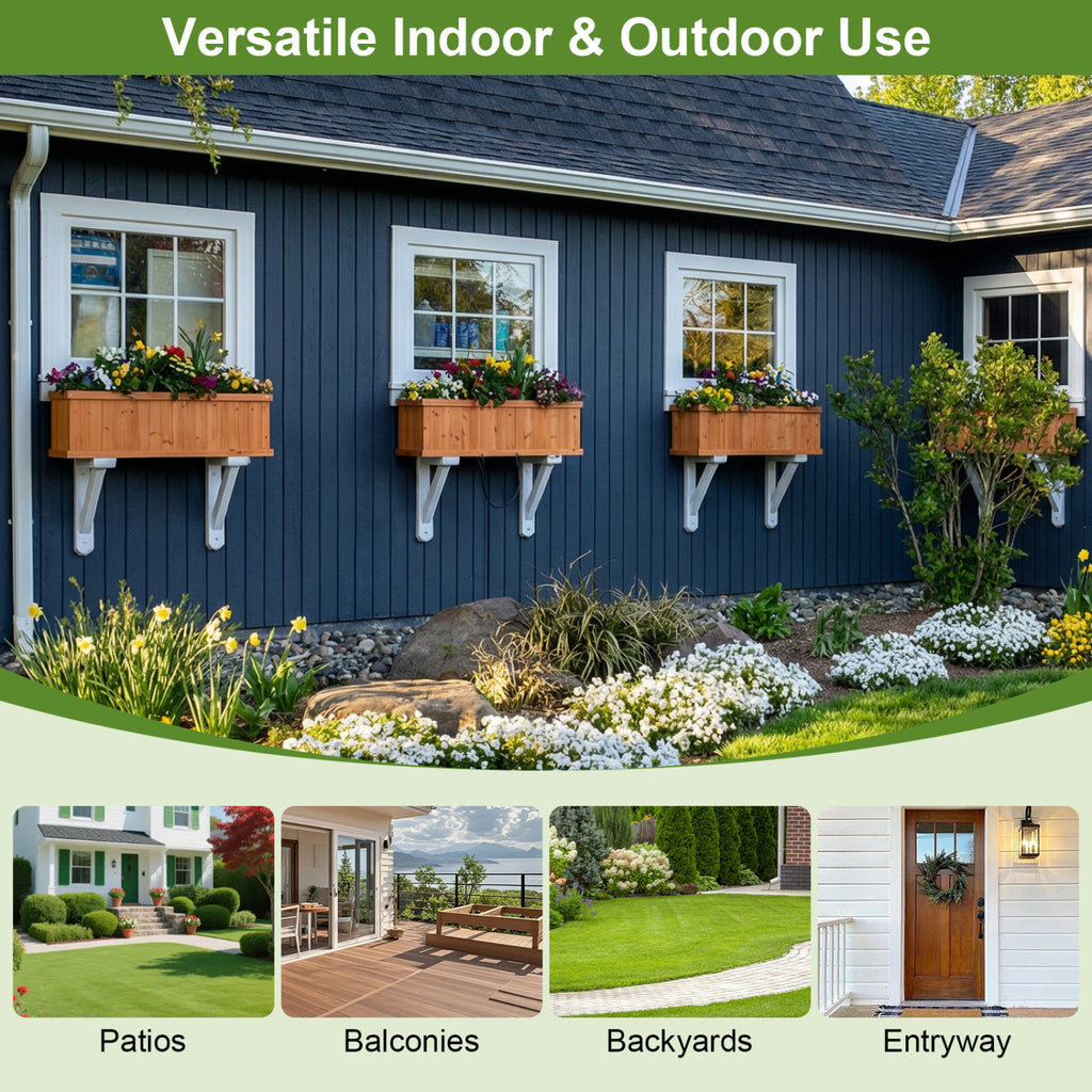 Wooden Raised Garden Bed Planter with Drainage & Liner - M