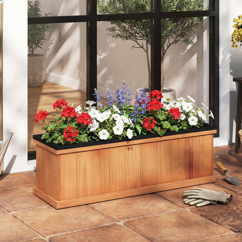 Wooden Raised Garden Bed Planter with Drainage & Liner - M