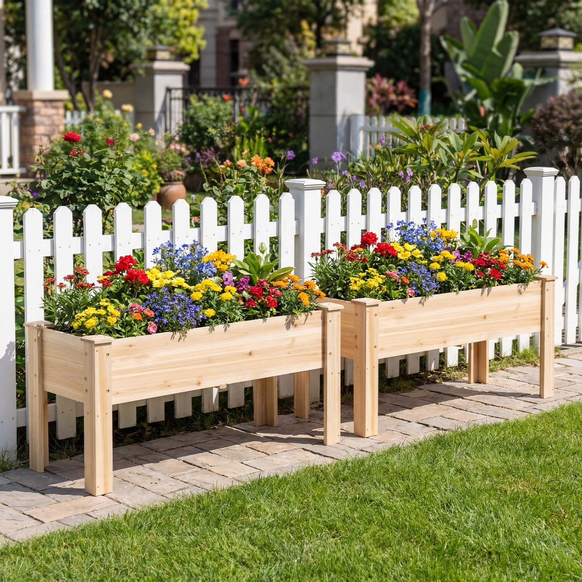 Wooden Raised Garden Bed with Legs - 47" x 18" x 20"