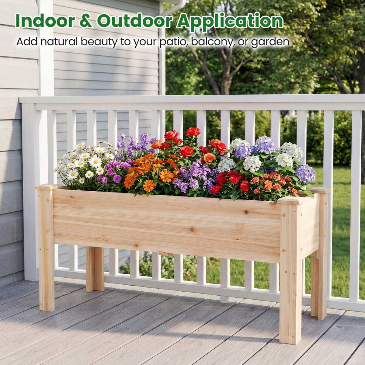 Wooden Raised Garden Bed with Legs - 47" x 18" x 20"
