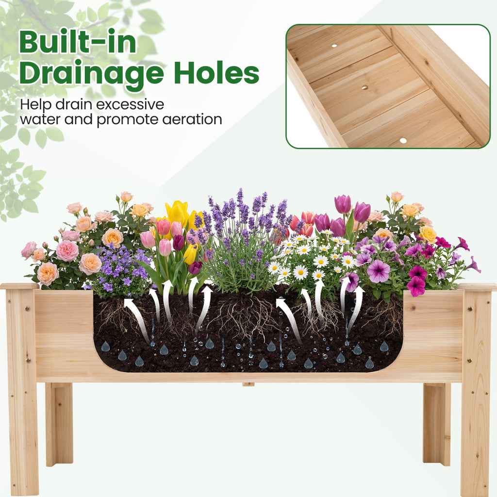 Wooden Raised Garden Bed with Legs - 47" x 18" x 20"