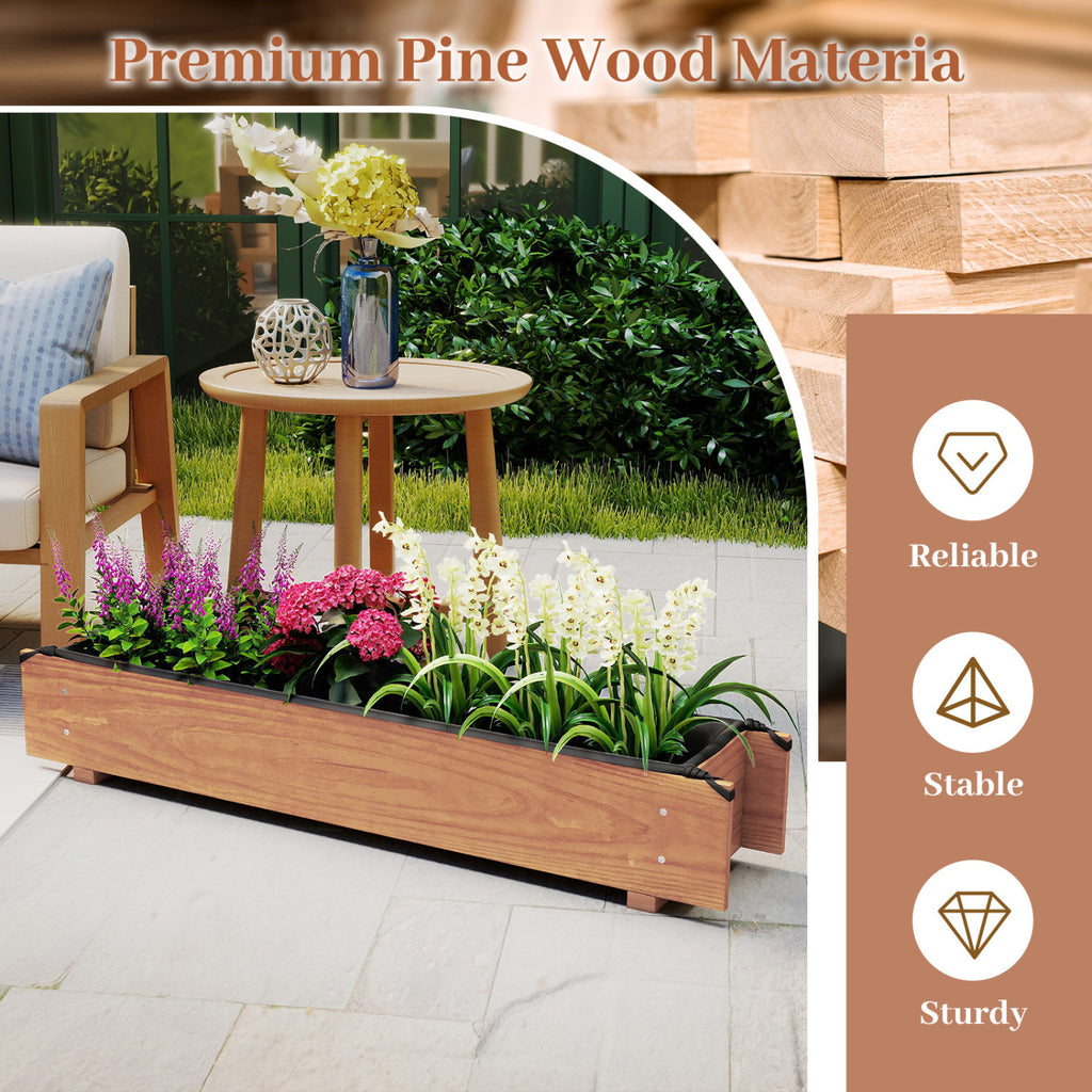 Wooden Raised Garden Bed with Drainage Holes for Vegetable Flower