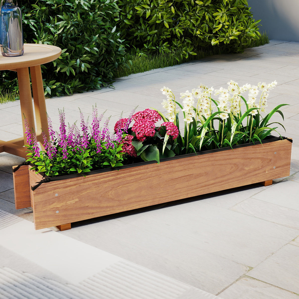 Wooden Raised Garden Bed with Drainage Holes for Vegetable Flower