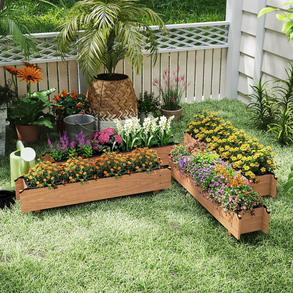 Wooden Raised Garden Bed with Drainage Holes for Vegetable Flower