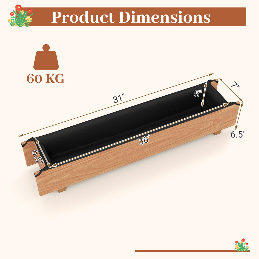 Wooden Raised Garden Bed with Drainage Holes for Vegetable Flower