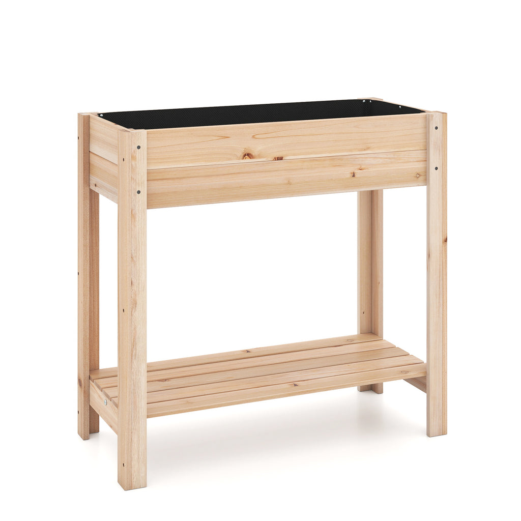 Wooden Raised Garden Bed with Legs and Storage Shelf - 30 Inches