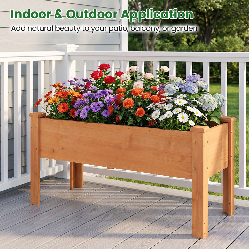 Elevated Garden Planter Box with Drainage - 47" x 18" x 20", Orange