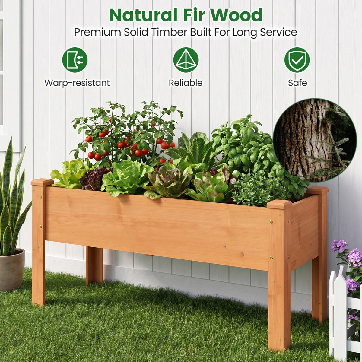 Elevated Garden Planter Box with Drainage - 47" x 18" x 20", Orange