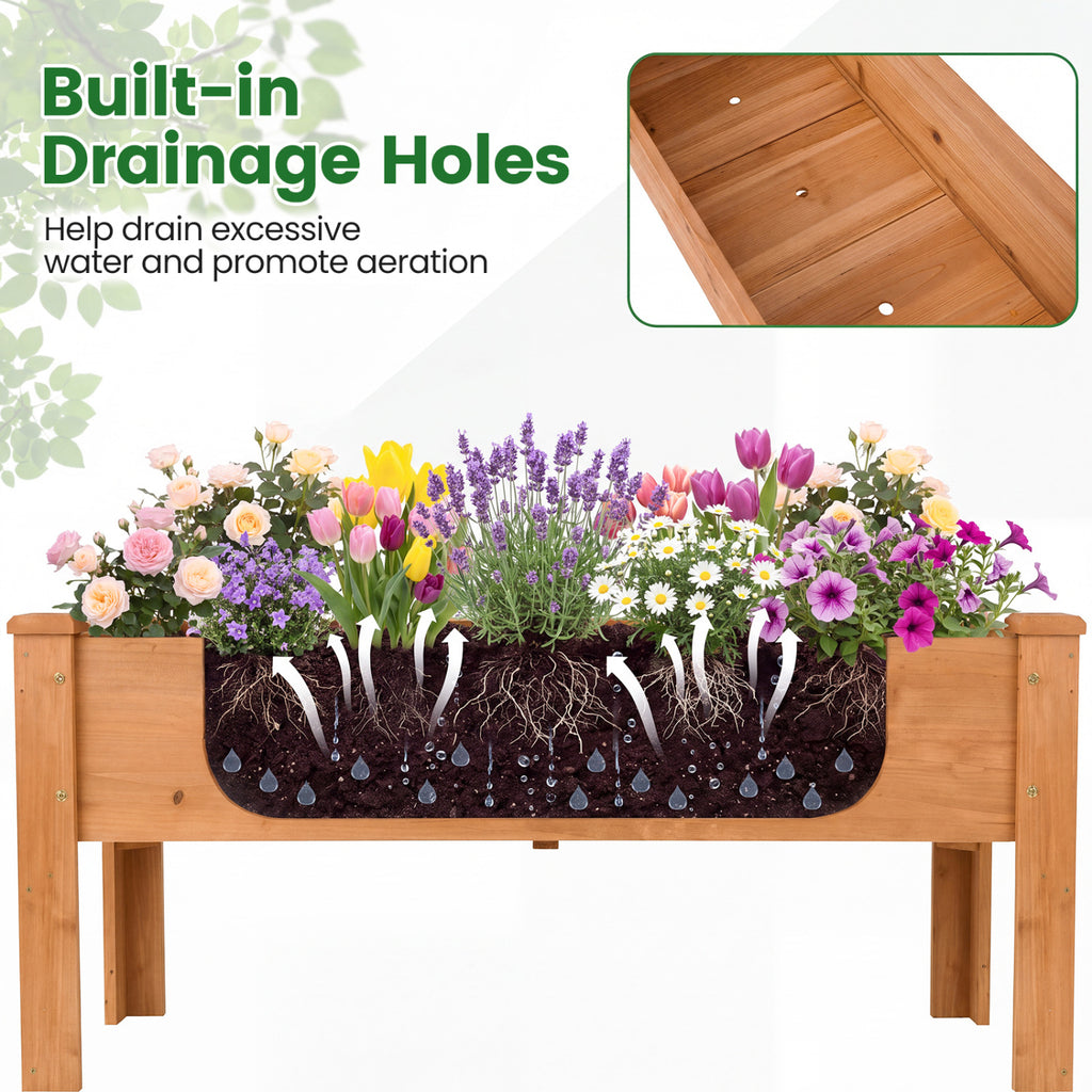 Elevated Garden Planter Box with Drainage - 47" x 18" x 20", Orange