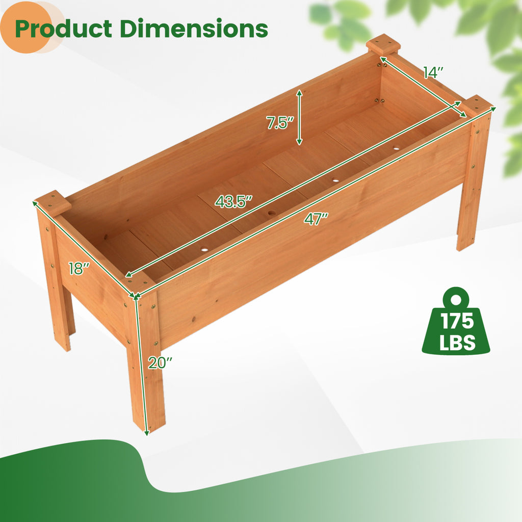 Elevated Garden Planter Box with Drainage - 47" x 18" x 20", Orange