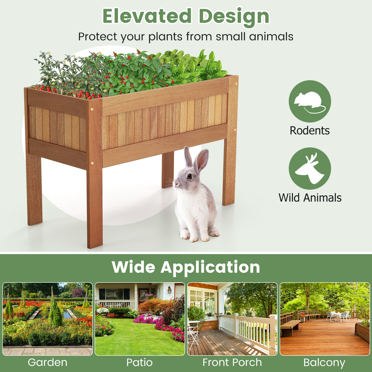 Wooden Raised Garden Bed Elevated Planter Box with Legs