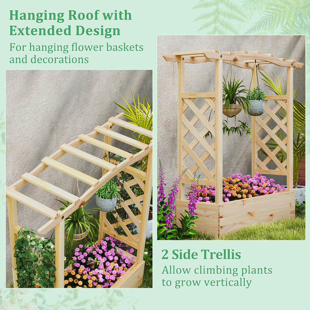 Wooden Raised Garden Bed Planter Box with Trellis – 44 x 14 x 45 inch