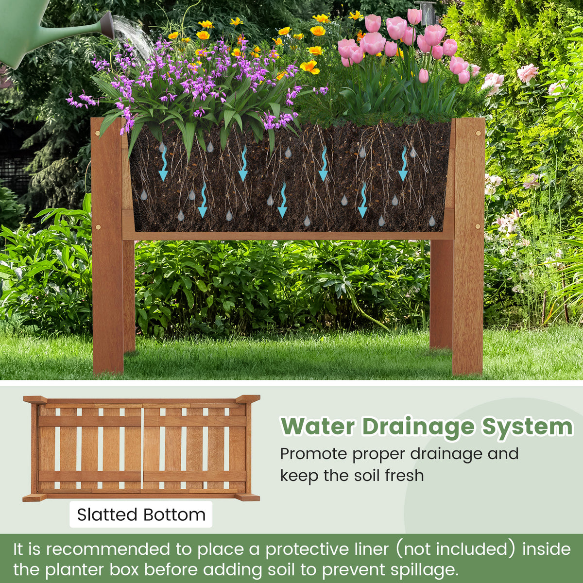 Wooden Raised Garden Bed Elevated Planter Box with Legs