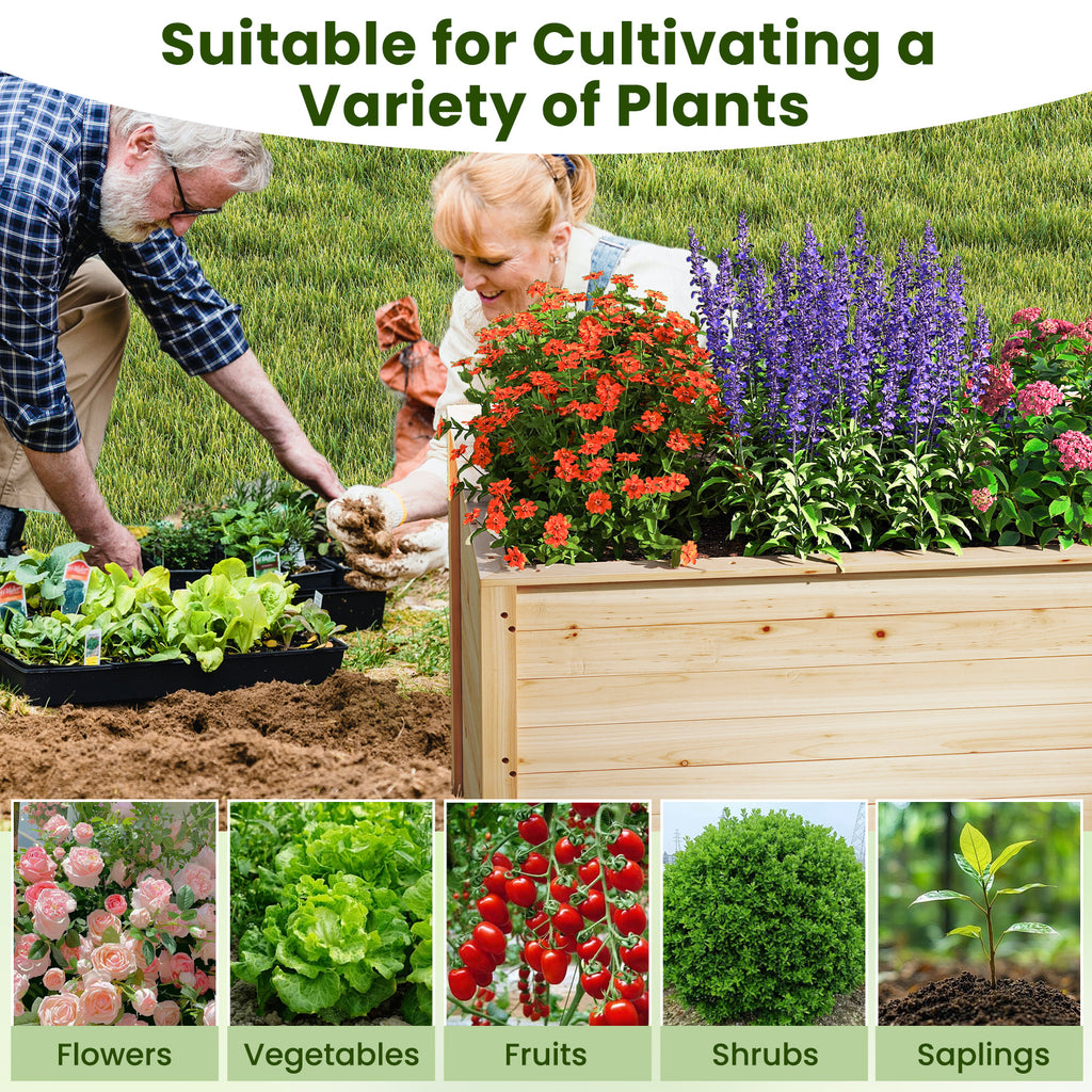 Wooden Raised Garden Bed Elevated Planter Box with Open-Ended Base