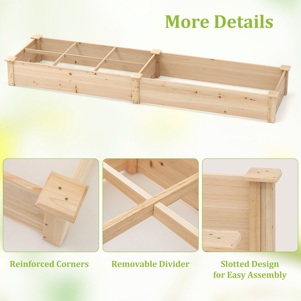 Wooden Raised Garden Bed with 2 Planter Boxes and Dividers