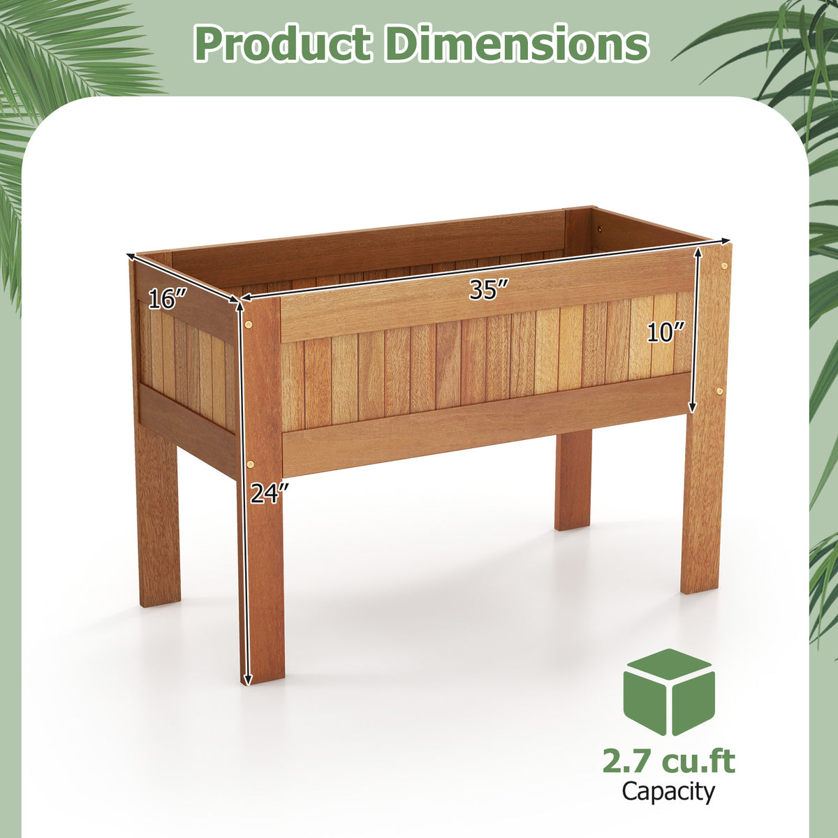 Wooden Raised Garden Bed Elevated Planter Box with Legs