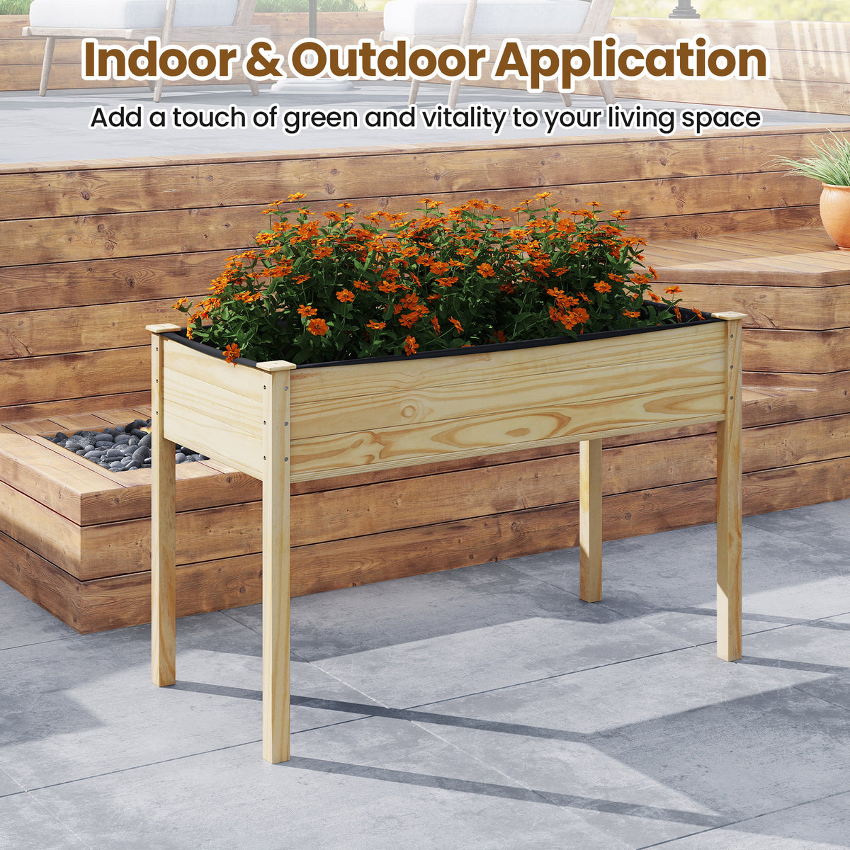 Wooden Raised Vegetable Garden Bed Elevated Grow Planter