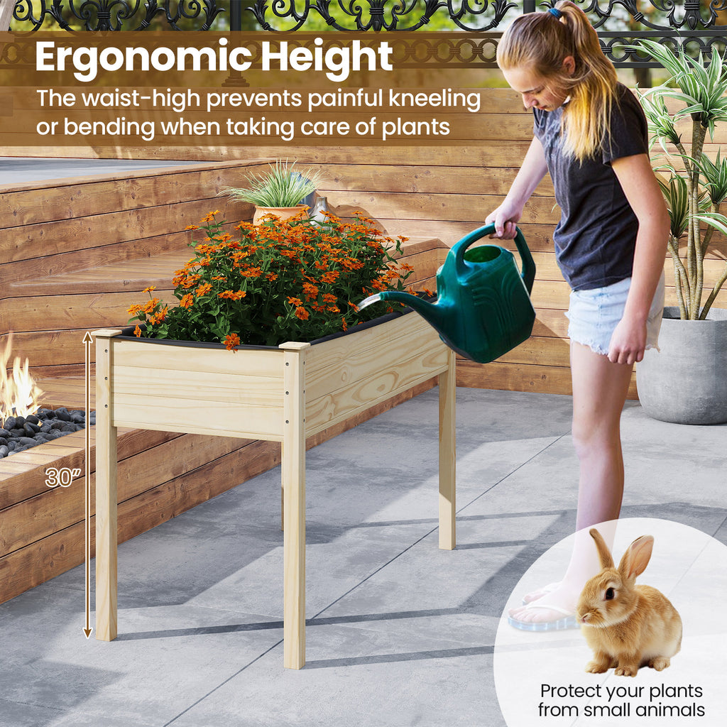 Wooden Raised Vegetable Garden Bed Elevated Grow Planter