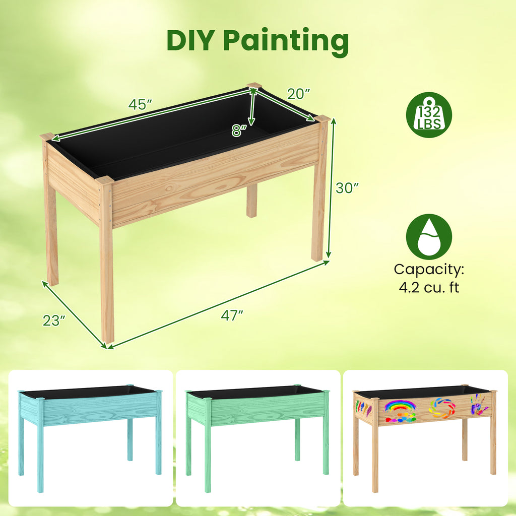 Wooden Raised Vegetable Garden Bed Elevated Grow Planter