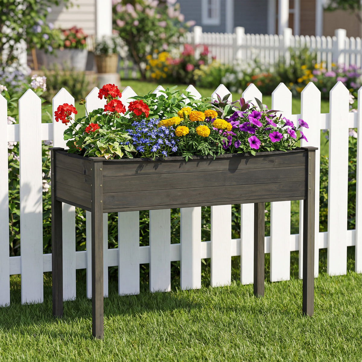 Wooden Raised Vegetable Garden Bed Elevated Grow Planter