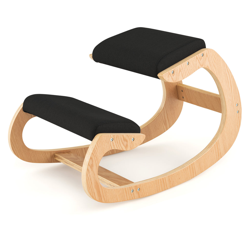 Wooden Rocking Chair with Padded Seat Cushion - 34" x 21.5" x 22"