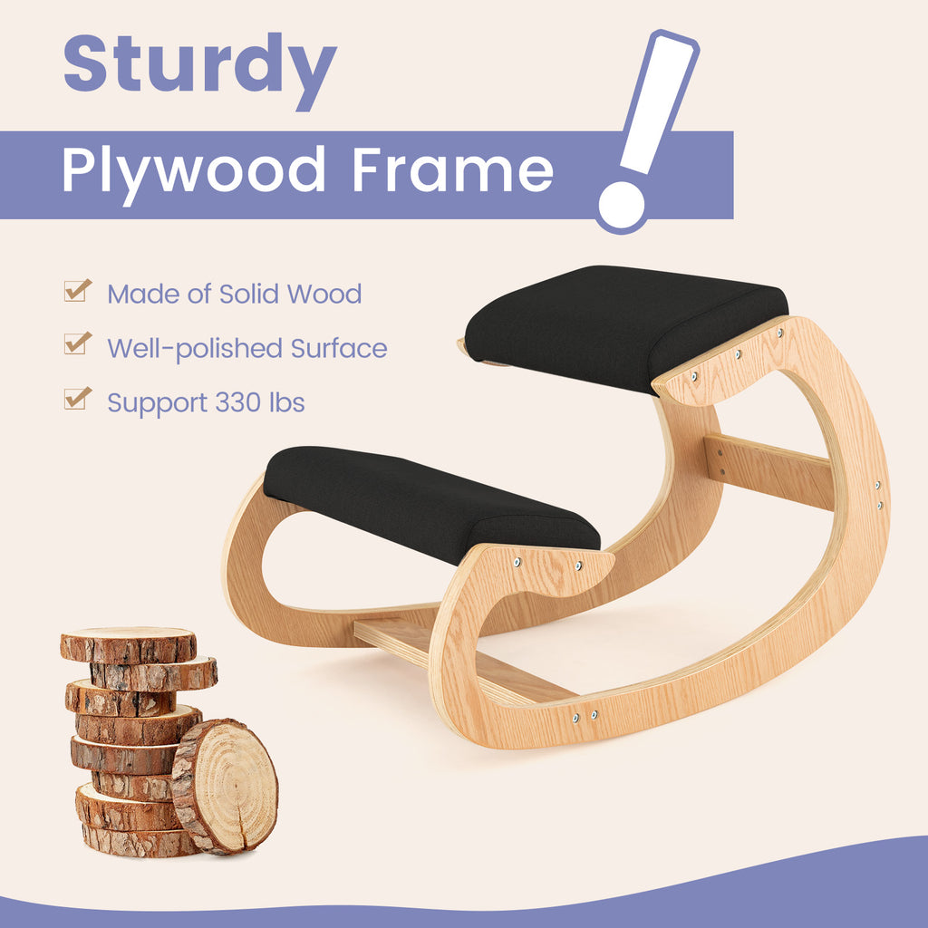 Wooden Rocking Chair with Padded Seat Cushion - 34" x 21.5" x 22"