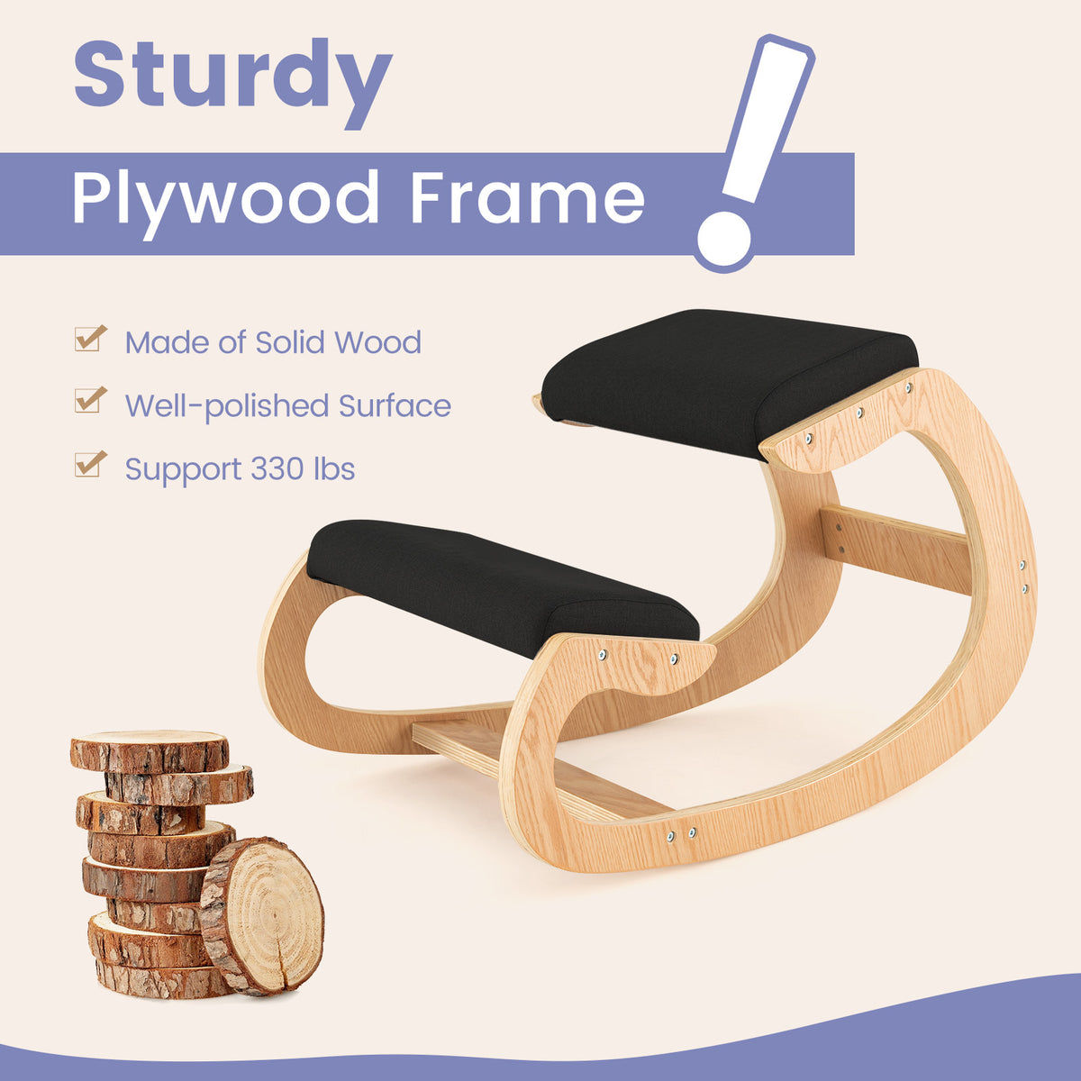 Wooden Rocking Chair with Padded Seat Cushion - 34" x 21.5" x 22"